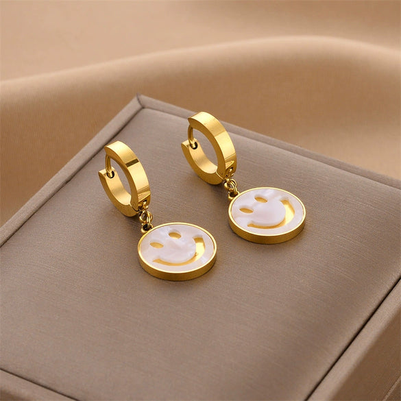 Wholesale Titanium Steel Nonfading Earrings With Geometric Pattern And Electroplating For Women