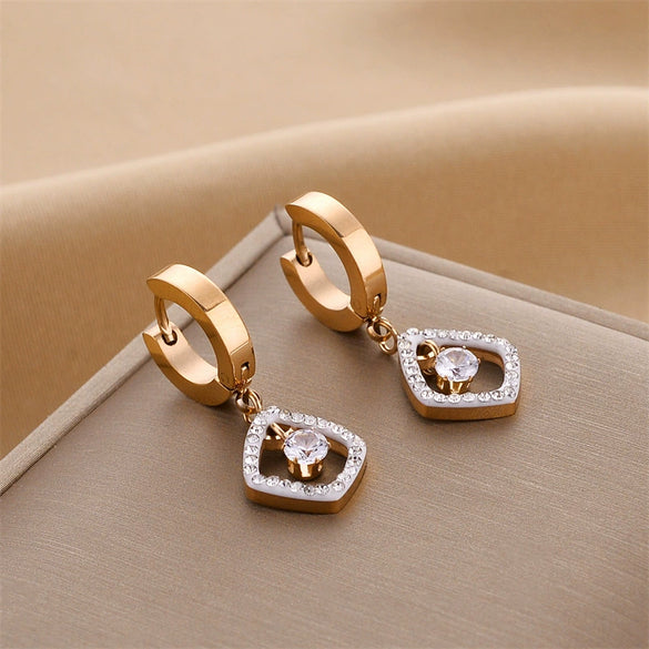 Wholesale Titanium Steel Nonfading Earrings With Geometric Pattern And Electroplating For Women