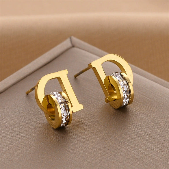 Wholesale Titanium Steel Nonfading Earrings With Geometric Pattern And Electroplating For Women