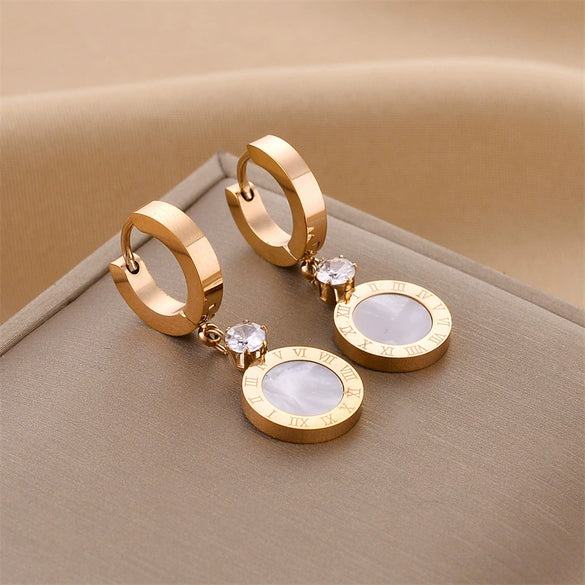 Wholesale Titanium Steel Nonfading Earrings With Geometric Pattern And Electroplating For Women