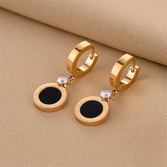 Wholesale Titanium Steel Nonfading Earrings With Geometric Pattern And Electroplating For Women