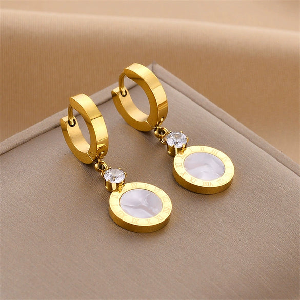 Wholesale Titanium Steel Nonfading Earrings With Geometric Pattern And Electroplating For Women