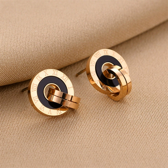 Wholesale Titanium Steel Nonfading Earrings With Geometric Pattern And Electroplating For Women