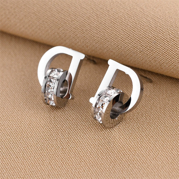Wholesale Titanium Steel Nonfading Earrings With Geometric Pattern And Electroplating For Women