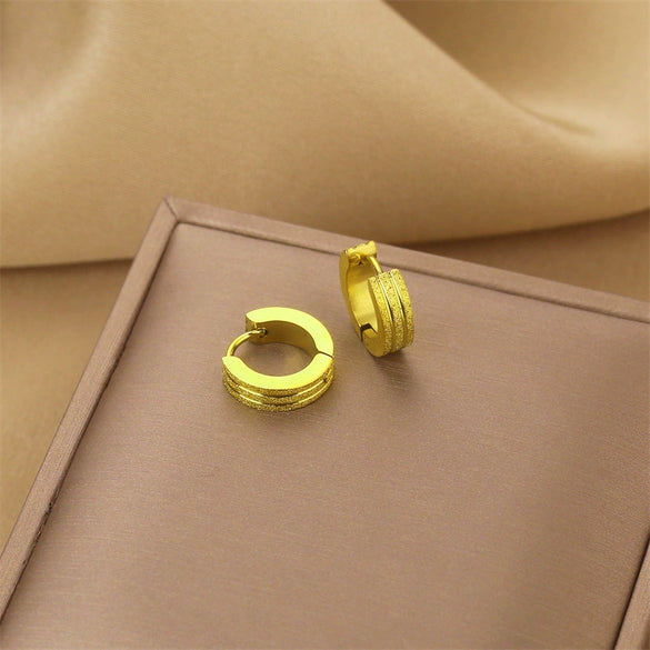 Wholesale Titanium Steel Nonfading Earrings With Geometric Pattern And Electroplating For Women