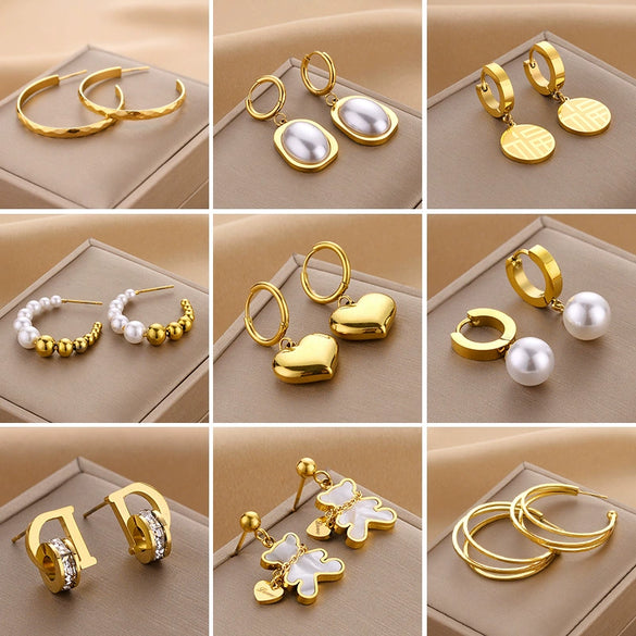Wholesale Titanium Steel Nonfading Earrings With Geometric Pattern And Electroplating For Women
