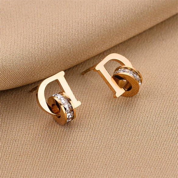 Wholesale Titanium Steel Nonfading Earrings With Geometric Pattern And Electroplating For Women