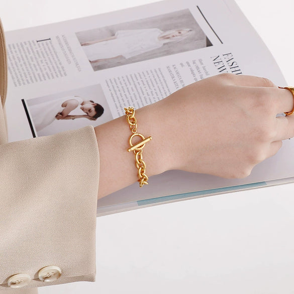 Wholesale Titanium Steel Ochain Bracelet With Geometric Cross And Electroplating Treatment