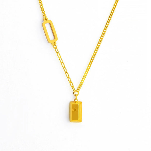Wholesale Titanium Steel Ochain Clavicle Necklace For Women With Gold Inlaid Geometric Styling
