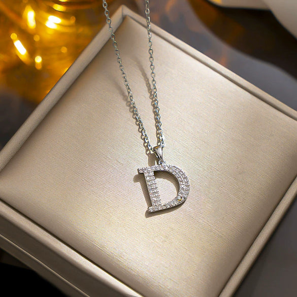 Wholesale Titanium Steel Ochain Necklace With Letter D Light Luxury Niche Design Electroplated