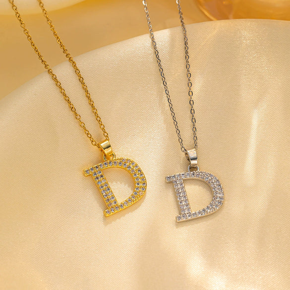 Wholesale Titanium Steel Ochain Necklace With Letter D Light Luxury Niche Design Electroplated