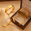 Wholesale 316L Stainless Steel Open Bracelet Simple Geometric Style 18K Gold Plated Jewelry For Women