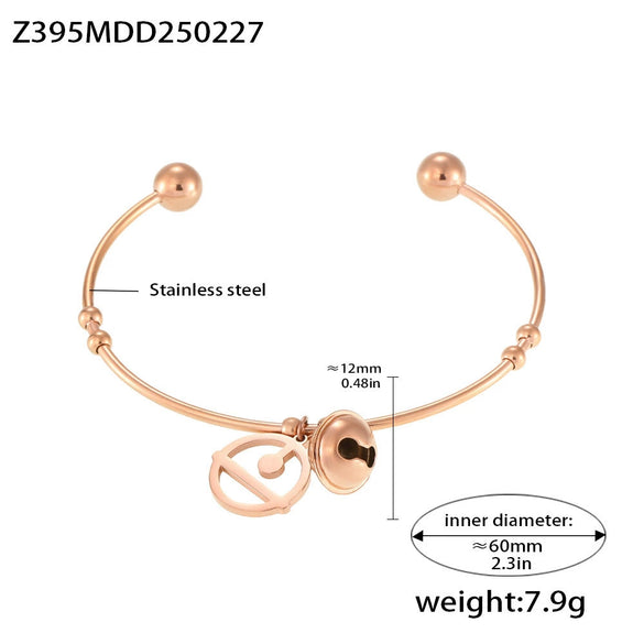Wholesale 316L Stainless Steel Open Bracelet With Robot Cat Bell Creative And Popular Electroplated