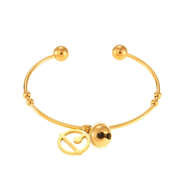 Wholesale 316L Stainless Steel Open Bracelet With Robot Cat Bell Creative And Popular Electroplated