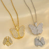 Wholesale Titanium Steel Open Butterfly Pendant With Heart Wings And Lettering Electroplated Ochain For Women