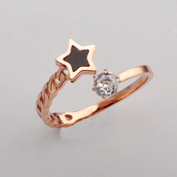 Wholesale Titanium Steel Open Ring For Couples Dropshaped Electroplated Fashion Jewelry