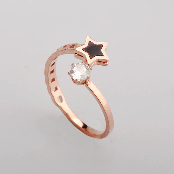 Wholesale Titanium Steel Open Ring For Couples Dropshaped Electroplated Fashion Jewelry