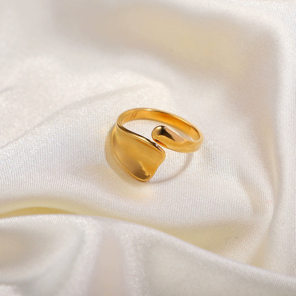 Wholesale Titanium Steel Open Ring For Women With Geometric Design 18K Gold Plated