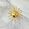 Wholesale Titanium Steel Open Ring Geometric Ugly Cute Sun Design Electroplated Hand Jewelry Unisex