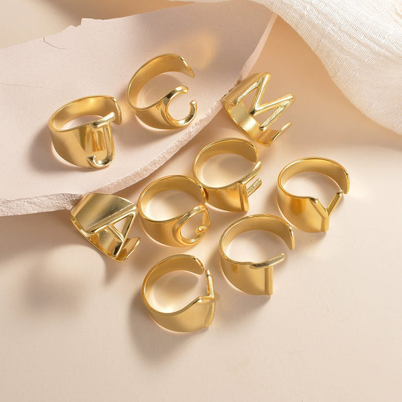 Wholesale Titanium Steel Open Ring Jewelry With Letters Numbers And Text Electroplated