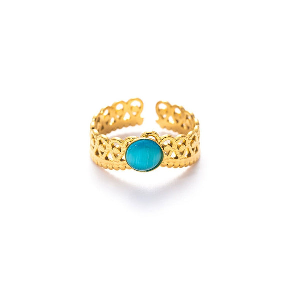 Wholesale Titanium Steel Open Ring With Geometric Pattern And Electroplating For Women