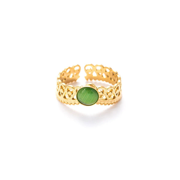 Wholesale Titanium Steel Open Ring With Geometric Pattern And Electroplating For Women