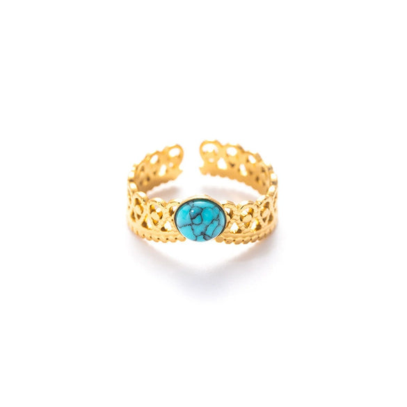 Wholesale Titanium Steel Open Ring With Geometric Pattern And Electroplating For Women