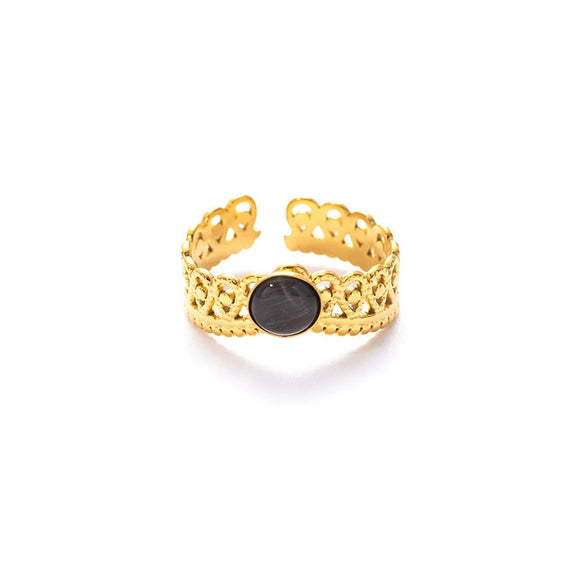 Wholesale Titanium Steel Open Ring With Geometric Pattern And Electroplating For Women
