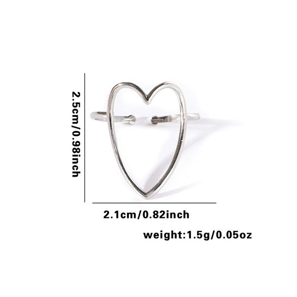Wholesale Titanium Steel Open Ring With Hollowout Design And Heart Shape Flower Leaves Letters Numbers Text Patterns Electroplated Unisex