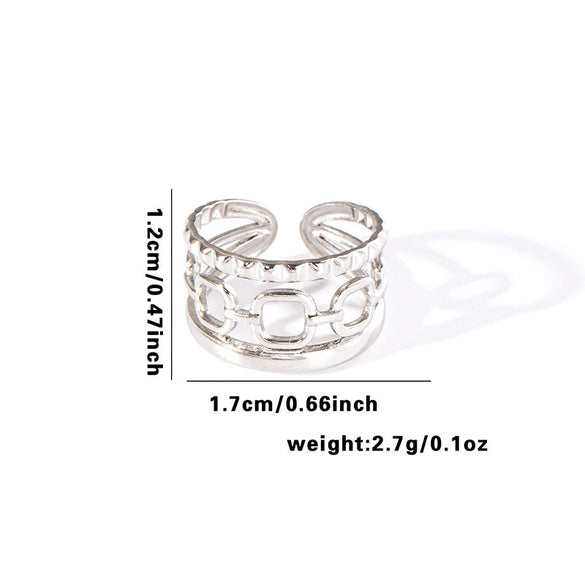 Wholesale Titanium Steel Open Ring With Hollowout Design And Heart Shape Flower Leaves Letters Numbers Text Patterns Electroplated Unisex