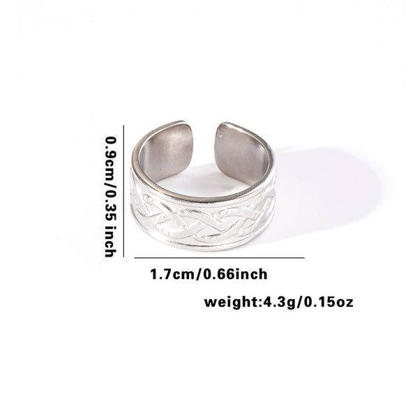 Wholesale Titanium Steel Open Ring With Hollowout Design And Heart Shape Flower Leaves Letters Numbers Text Patterns Electroplated Unisex