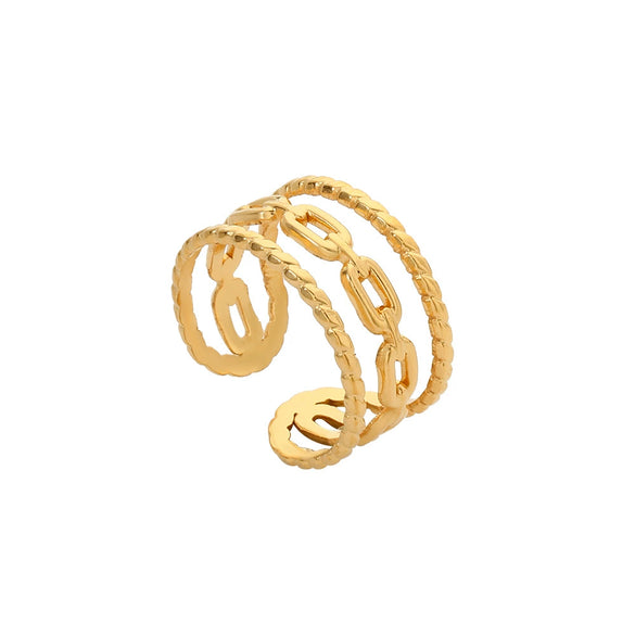 Wholesale Titanium Steel Opening Ring Geometric Style Electroplated Unisex