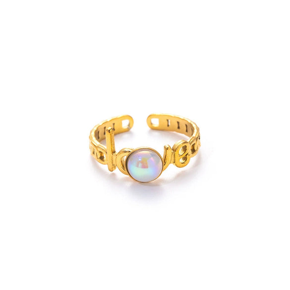 Wholesale Titanium Steel Opening Ring Geometric U Shape Electroplated Design For Women