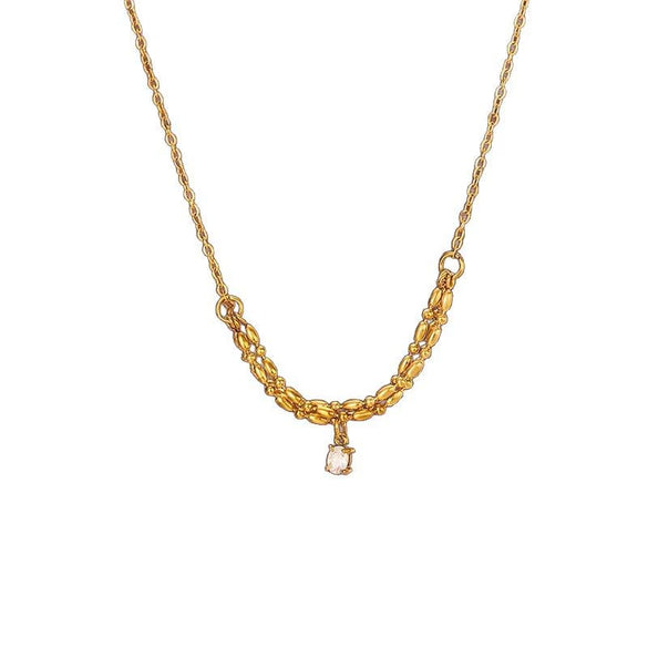 Wholesale Titanium Steel Oval And Drop Shape Necklace Electroplated Minimalist Geometric Style For Women