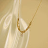 Wholesale Titanium Steel Oval And Drop Shape Necklace Electroplated Minimalist Geometric Style For Women