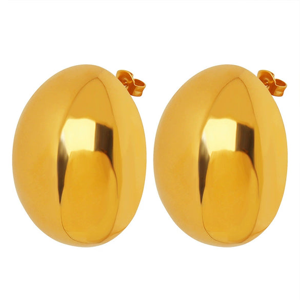 Wholesale Titanium Steel Oval Electroplated Geometric Fashion Earrings For Women