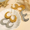 Wholesale 316L Stainless Steel Oval Geometric Cshaped 18K Gold Plated Women's Earrings