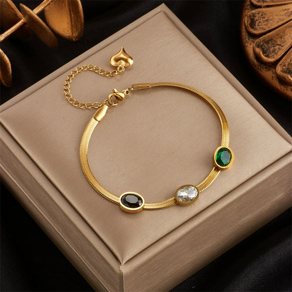 Wholesale Titanium Steel Oval Geometric Electroplated Women's Jewelry Bracelet