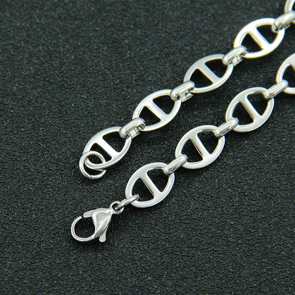 Wholesale Titanium Steel Oval Japanese Buckle Stitching Geometric Unisex Bracelet
