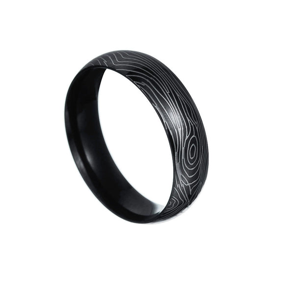 Wholesale Titanium Steel Pair Of Rings With Handdecorated Damascus Steel Pattern And Geometric Styling Electroplated