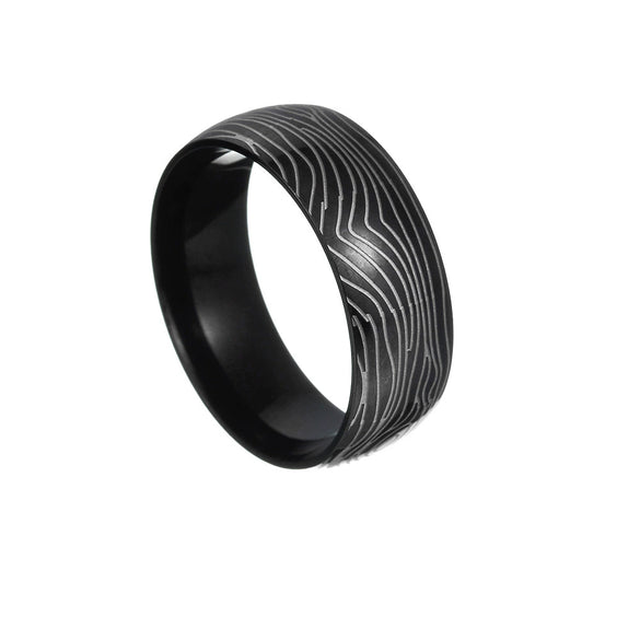 Wholesale Titanium Steel Pair Of Rings With Handdecorated Damascus Steel Pattern And Geometric Styling Electroplated