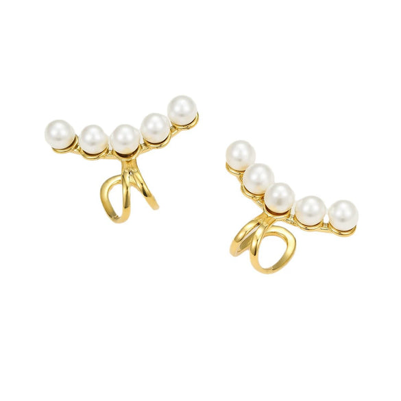 Wholesale Titanium Steel Pearl Ear Bone Clip For Women Retro Cold Style Electroplated