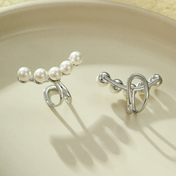 Wholesale Titanium Steel Pearl Ear Bone Clip For Women Retro Cold Style Electroplated