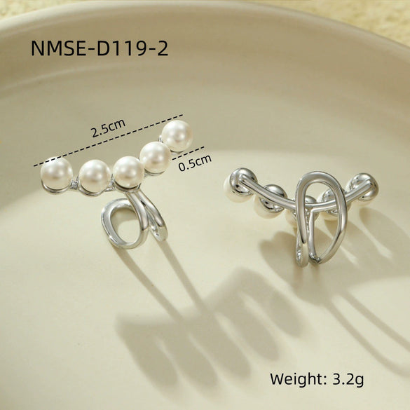 Wholesale Titanium Steel Pearl Ear Bone Clip For Women Retro Cold Style Electroplated