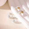 Wholesale Titanium Steel Pearl Earrings Simple Geometric Retro Electroplated For Women