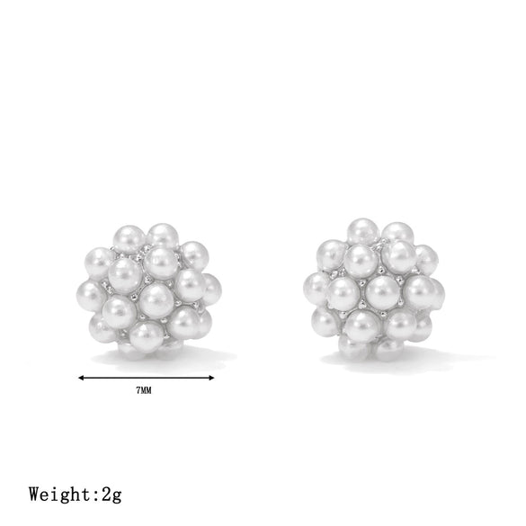 Wholesale Titanium Steel Pearl Earrings Simple Geometric Retro Electroplated For Women