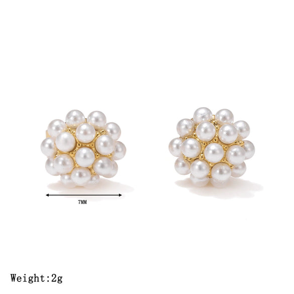 Wholesale Titanium Steel Pearl Earrings Simple Geometric Retro Electroplated For Women