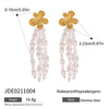 Wholesale Titanium Steel Pearl Tassel Flower Earrings For Women Geometric Pattern Electroplated Stainless Steel Jewelry