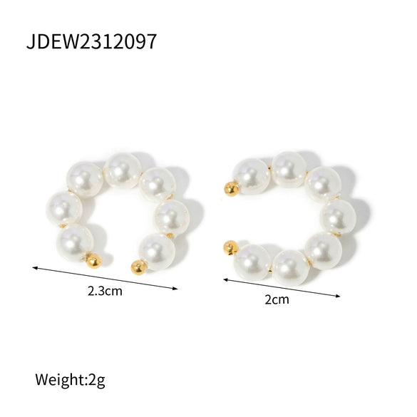 Wholesale Titanium Steel Pearl Tassel Flower Earrings For Women Geometric Pattern Electroplated Stainless Steel Jewelry