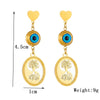 Wholesale Titanium Steel Pendant Earrings With Geometric Devil Eyes And Oval Hollow Life Tree Design Electroplated For Women